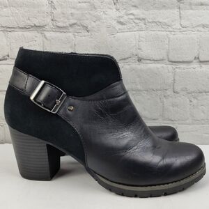 Clarks Collection Womens Black Leather Boot Pause Cheer Size 8.5 M